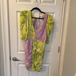 For Love And Lemons Yellow and Purple Mini Dress